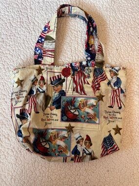Reversible Patriotic Dog Tote Bag Americana Fourth of July USA Handmade